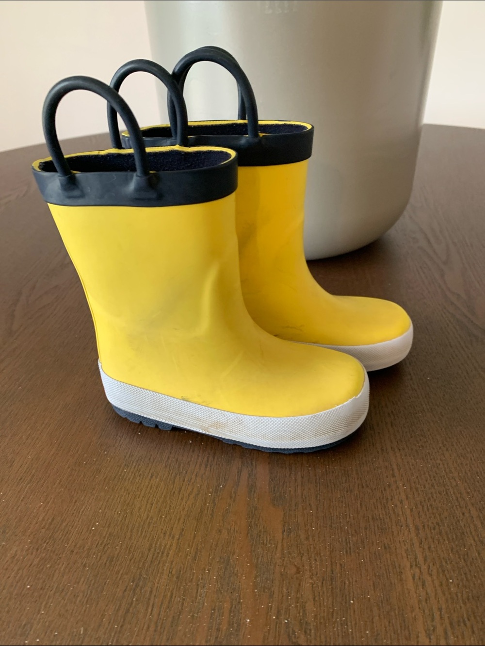 Kids Yellow Rain Boots with Black Trim
